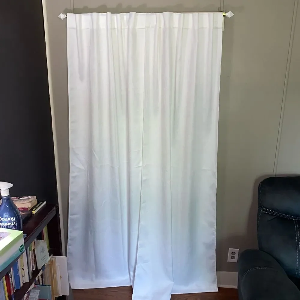 Textured 2 panel curtains bright white sz 82” length